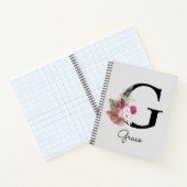 Initiaal G Monogram Roze Boho Girly Floral Notitieboek (Binnen)