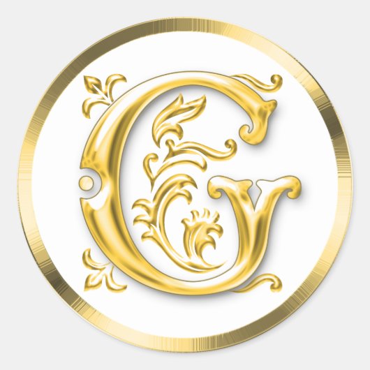 Initiaal G ronde Sticker in goud (Voorkant)