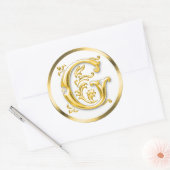 Initiaal G ronde Sticker in goud (Envelop)