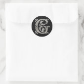 Initiaal G Ronde Sticker in zilver (Tas)