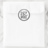 Initiaal G Ronde Sticker in Zilver (Tas)