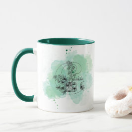 Initiaal G Waterverf Monogram Groen Botanisch Mok