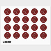 Initiaal G wijnrood monogram aangepaste naam gunze Ronde Sticker (Vel)