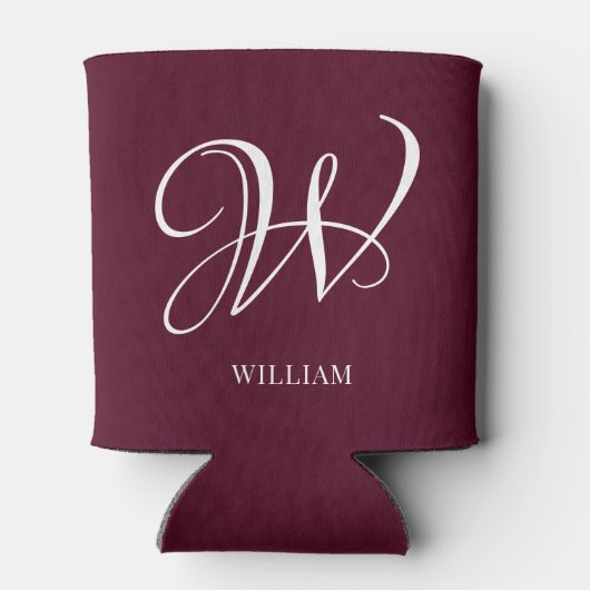 Initiaal gepersonaliseerd Elegant Bourgogne Monogr Blikjeskoeler (Achterkant)