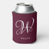 Initiaal gepersonaliseerd Elegant Bourgogne Monogr Blikjeskoeler (Blikje Achterkant)