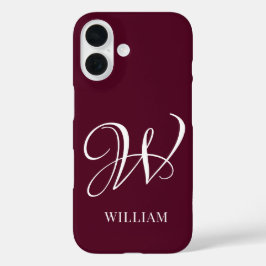 Initiaal gepersonaliseerd Elegant Bourgogne Monogr iPhone 16 Hoesje