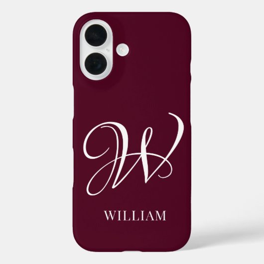 Initiaal gepersonaliseerd Elegant Bourgogne Monogr Case-Mate iPhone Case (Achterkant)