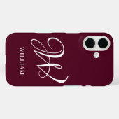 Initiaal gepersonaliseerd Elegant Bourgogne Monogr Case-Mate iPhone Case (Achterkant (horizontaal))