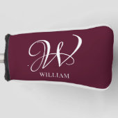 Initiaal gepersonaliseerd Elegant Bourgogne Monogr Golfheadcover (Voorkant)