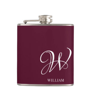 Initiaal gepersonaliseerd Elegant Bourgogne Monogr Heupfles
