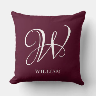 Initiaal gepersonaliseerd Elegant Bourgogne Monogr Kussen