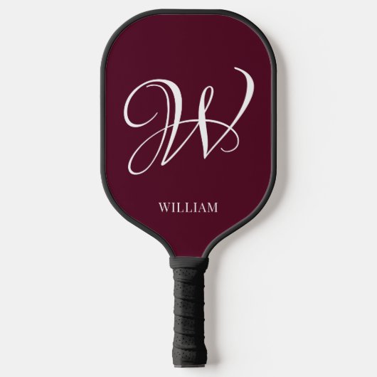 Initiaal gepersonaliseerd Elegant Bourgogne Monogr Pickleball Paddle (Voorkant)