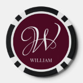 Initiaal gepersonaliseerd Elegant Bourgogne Monogr Poker Chips (Achterkant)