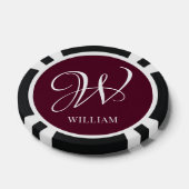Initiaal gepersonaliseerd Elegant Bourgogne Monogr Poker Chips (Enkel)