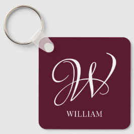 Initiaal gepersonaliseerd Elegant Bourgogne Monogr Sleutelhanger