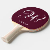Initiaal gepersonaliseerd Elegant Bourgogne Monogr Tafeltennisbatje (Voorkant Gekanteld)