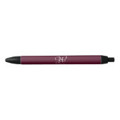 Initiaal gepersonaliseerd Elegant Bourgogne Monogr Zwarte Inkt Pen (Voorkant)