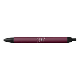 Initiaal gepersonaliseerd Elegant Bourgogne Monogr Zwarte Inkt Pen