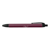 Initiaal gepersonaliseerd Elegant Bourgogne Monogr Zwarte Inkt Pen (Bovenkant)