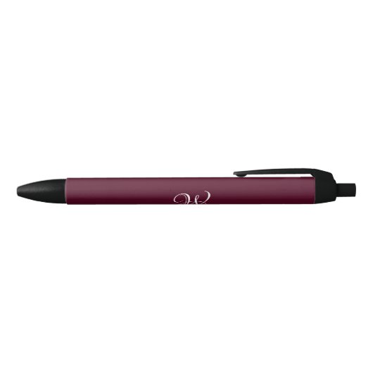 Initiaal gepersonaliseerd Elegant Bourgogne Monogr Zwarte Inkt Pen (Bovenkant)