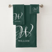 Initiaal gepersonaliseerd Elegant Emerald Monogram Bad Handdoek (Insitu)