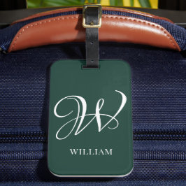 Initiaal gepersonaliseerd Elegant Emerald Monogram Bagagelabel