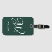 Initiaal gepersonaliseerd Elegant Emerald Monogram Bagagelabel (Voorkant (horizontaal))