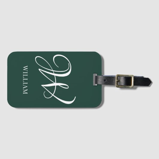 Initiaal gepersonaliseerd Elegant Emerald Monogram Bagagelabel (Voorkant (horizontaal))