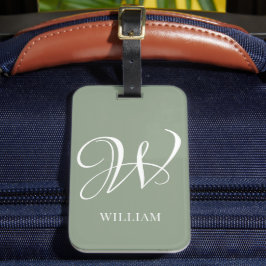 Initiaal gepersonaliseerd Elegant Emerald Monogram Bagagelabel
