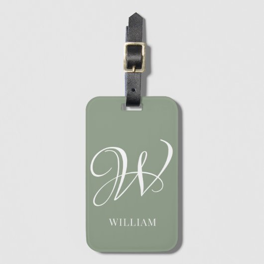 Initiaal gepersonaliseerd Elegant Emerald Monogram Bagagelabel (Voorkant (verticaal))