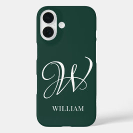Initiaal gepersonaliseerd Elegant Emerald Monogram iPhone 16 Hoesje