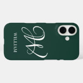 Initiaal gepersonaliseerd Elegant Emerald Monogram Case-Mate iPhone Case (Achterkant (horizontaal))