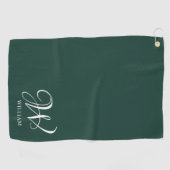 Initiaal gepersonaliseerd Elegant Emerald Monogram Golfhanddoek (Horizontaal)
