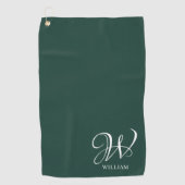 Initiaal gepersonaliseerd Elegant Emerald Monogram Golfhanddoek (Voorkant)
