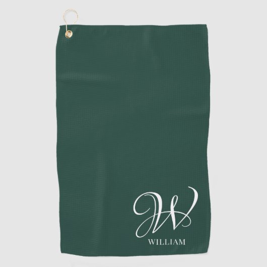 Initiaal gepersonaliseerd Elegant Emerald Monogram Golfhanddoek (Voorkant)
