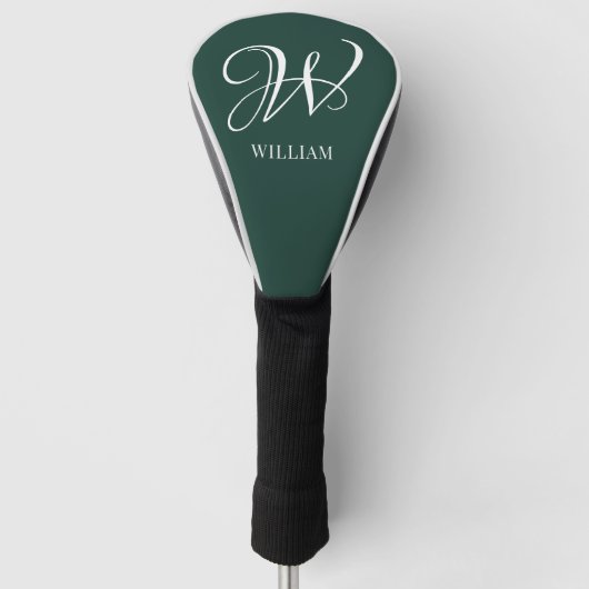 Initiaal gepersonaliseerd Elegant Emerald Monogram Golfheadcover (Voorkant)