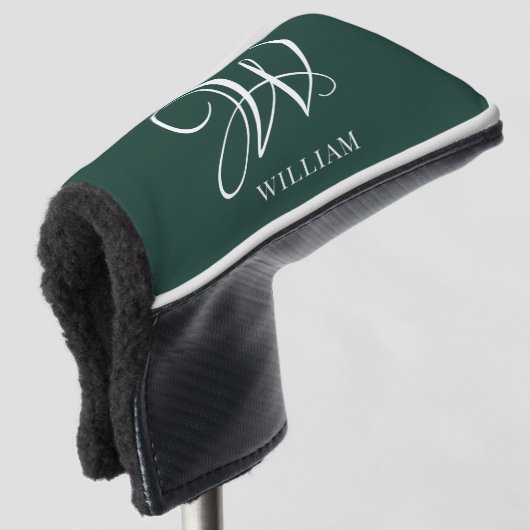 Initiaal gepersonaliseerd Elegant Emerald Monogram Golfheadcover (3/4 voorkant)