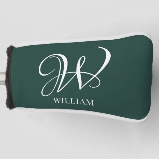 Initiaal gepersonaliseerd Elegant Emerald Monogram Golfheadcover (Voorkant)