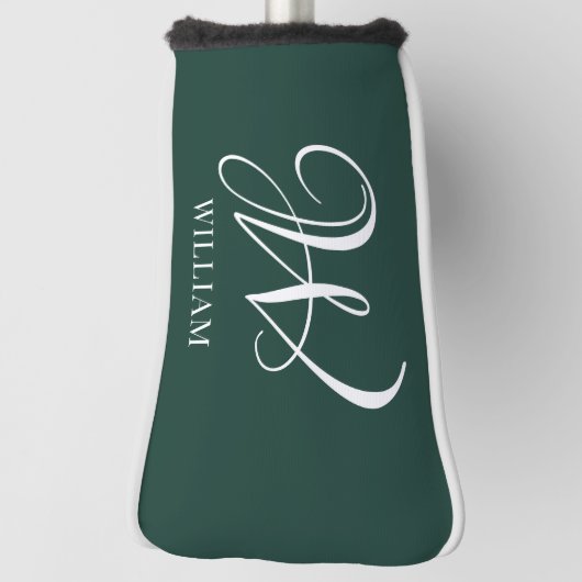 Initiaal gepersonaliseerd Elegant Emerald Monogram Golfheadcover (Draai 90)