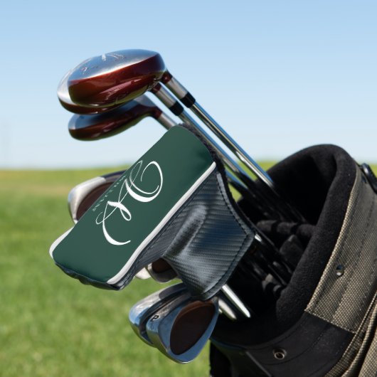 Initiaal gepersonaliseerd Elegant Emerald Monogram Golfheadcover (Insitu)