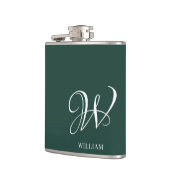 Initiaal gepersonaliseerd Elegant Emerald Monogram Heupfles (Links)