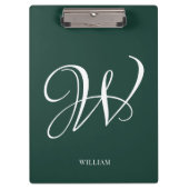Initiaal gepersonaliseerd Elegant Emerald Monogram Klembord (Voorkant)