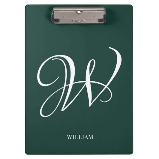 Initiaal gepersonaliseerd Elegant Emerald Monogram Klembord (Voorkant)