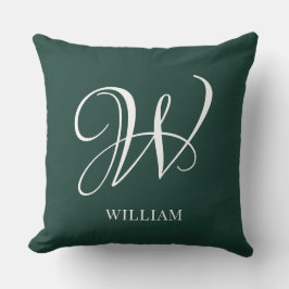 Initiaal gepersonaliseerd Elegant Emerald Monogram Kussen