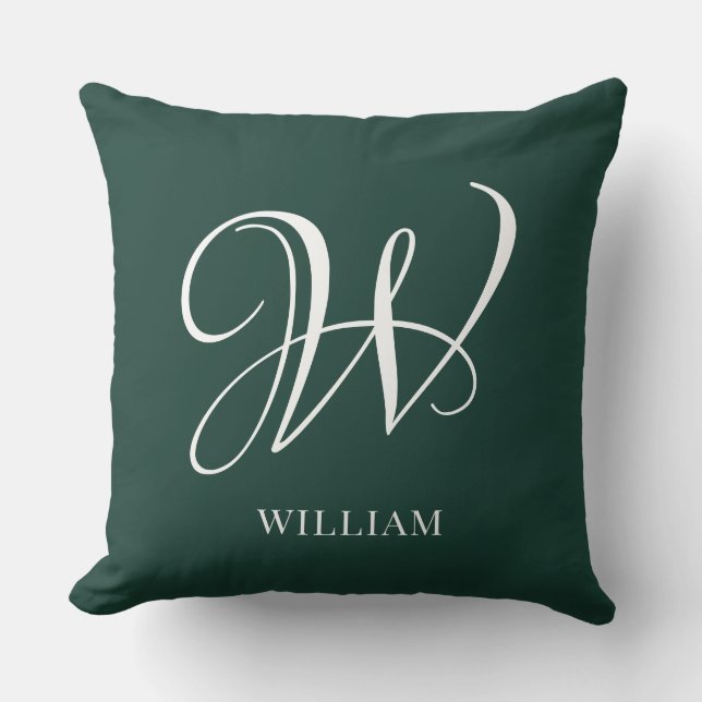 Initiaal gepersonaliseerd Elegant Emerald Monogram Kussen (Voorkant)