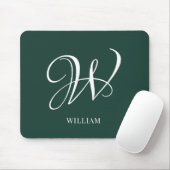 Initiaal gepersonaliseerd Elegant Emerald Monogram Muismat (Met muis)