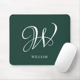 Initiaal gepersonaliseerd Elegant Emerald Monogram Muismat