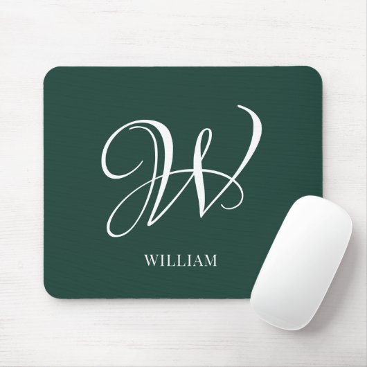 Initiaal gepersonaliseerd Elegant Emerald Monogram Muismat (Met muis)