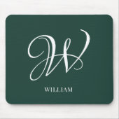 Initiaal gepersonaliseerd Elegant Emerald Monogram Muismat (Voorkant)