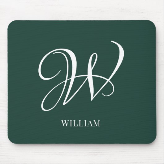 Initiaal gepersonaliseerd Elegant Emerald Monogram Muismat (Voorkant)